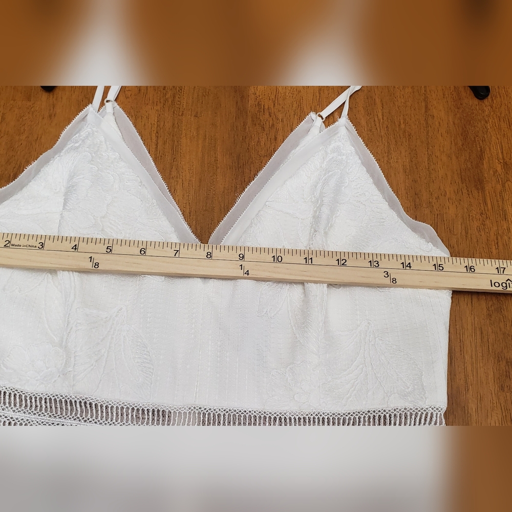 Adrian Mattox White Dress Sz6 Adjustable Thin Straps Ruffle Lace Wedding Cruise - Picture 8 of 12